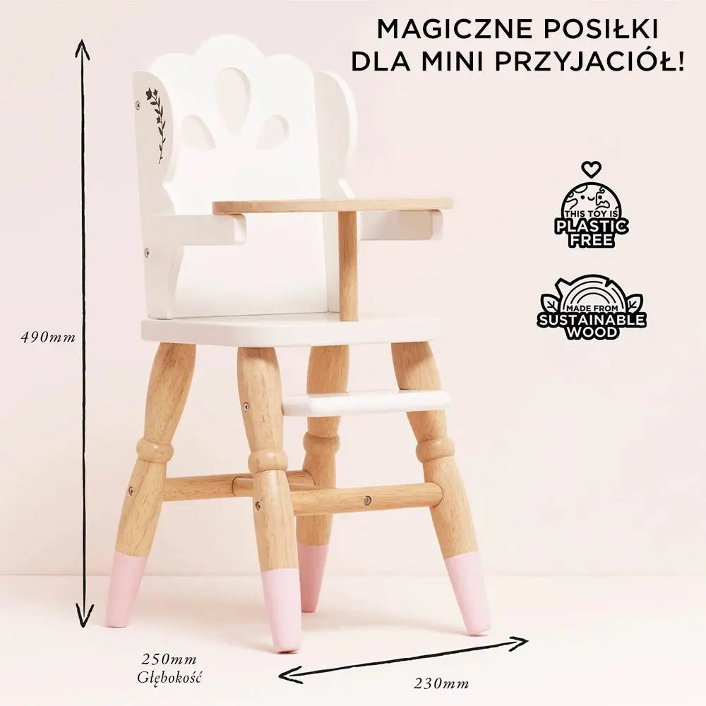 Drewniane wysokie krzesełko do karmienia lalek, zabawka, dzieci, Le Toy Van - Zabawki z Lasu 