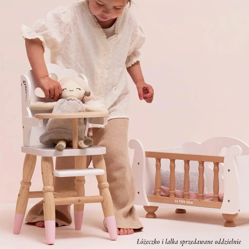 Drewniane wysokie krzesełko do karmienia lalek, zabawka, dzieci, Le Toy Van - Zabawki z Lasu 