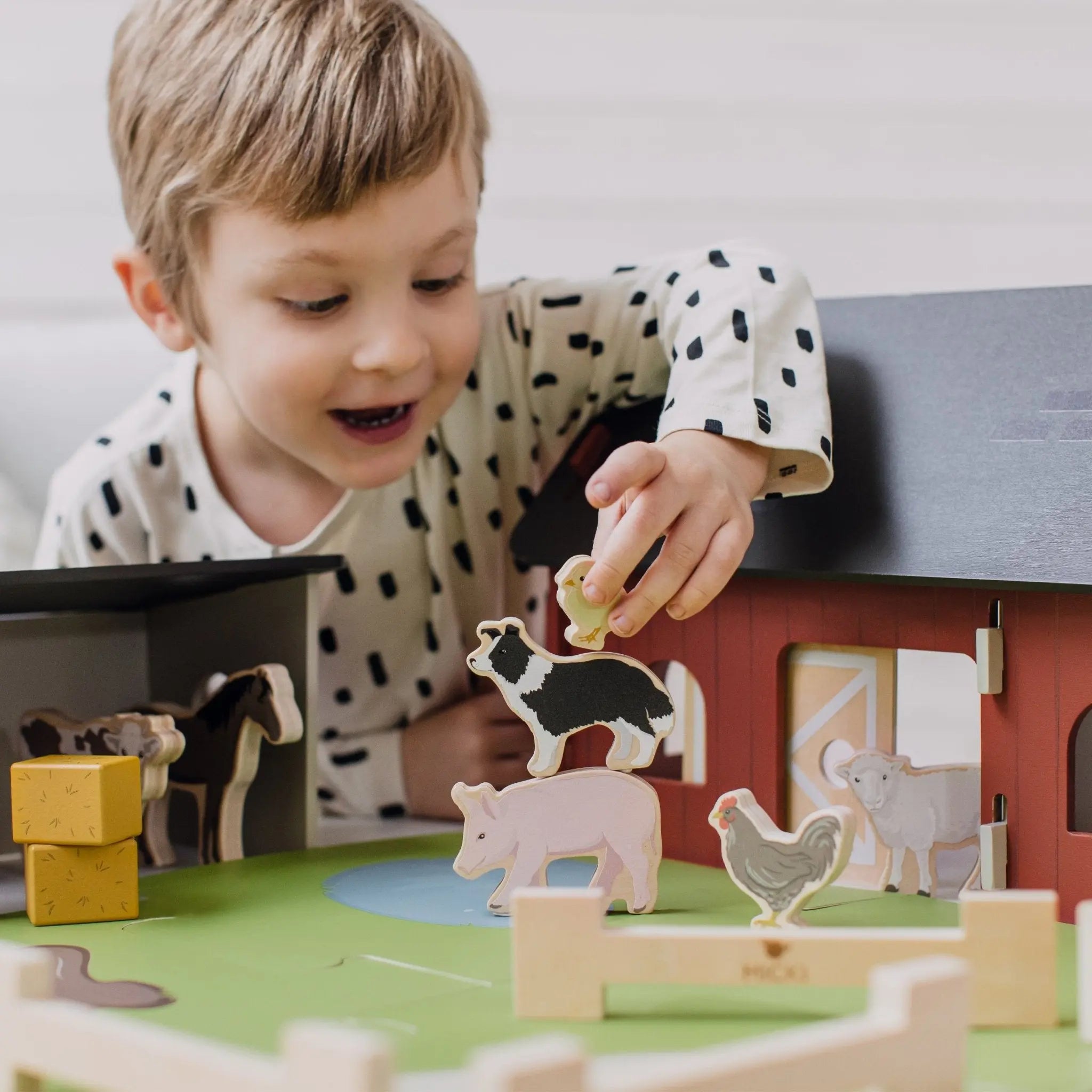 Drewniane zwierzątka, zabawka dla dzieci, figurki, odgrywanie ról, Micki - Zabawki z Lasu 