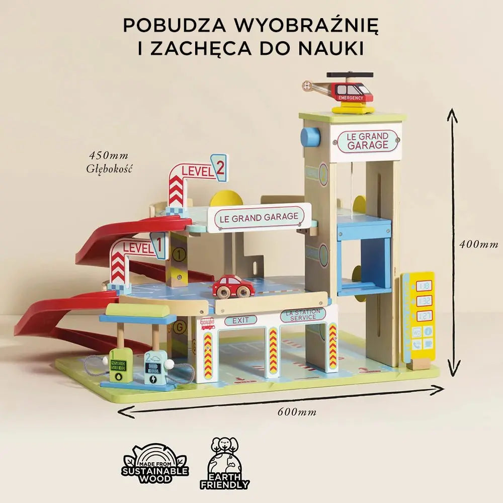 Drewniany garaż wielopoziomowy Le Grand Garage zabawka, dzieci Le Toy Van - Zabawki z Lasu 