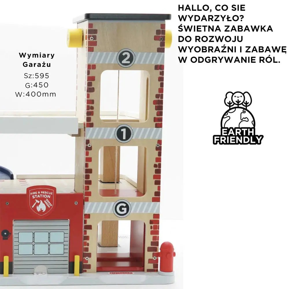 Drewniany garaż wielopoziomowy służby ratunkowe, zabawka, dzieci Le Toy Van - Zabawki z Lasu 