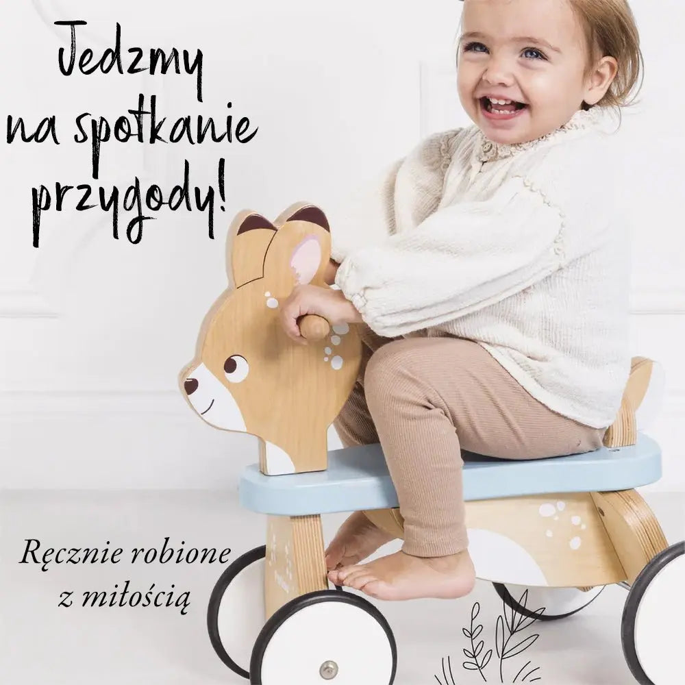 Drewniany pierwszy jeździk jelonek, zabawka na kołach dla dzieci Le Toy Van - Zabawki z Lasu 
