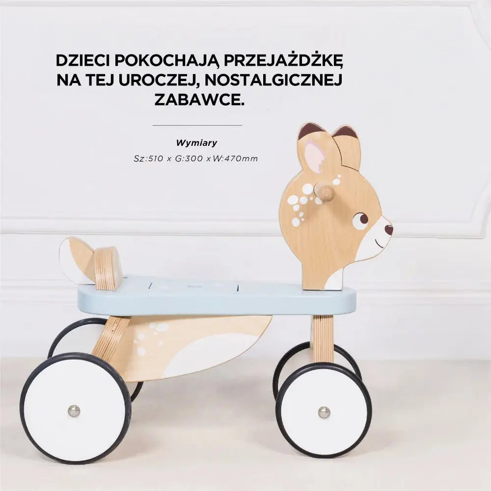 Drewniany pierwszy jeździk jelonek, zabawka na kołach dla dzieci Le Toy Van - Zabawki z Lasu 