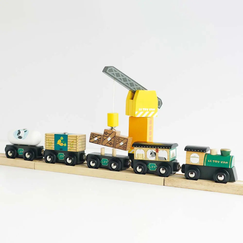 Drewniany pociąg towarowy zestaw z wagonami, zabawka dla dzieci, Le Toy Van - Zabawki z Lasu 