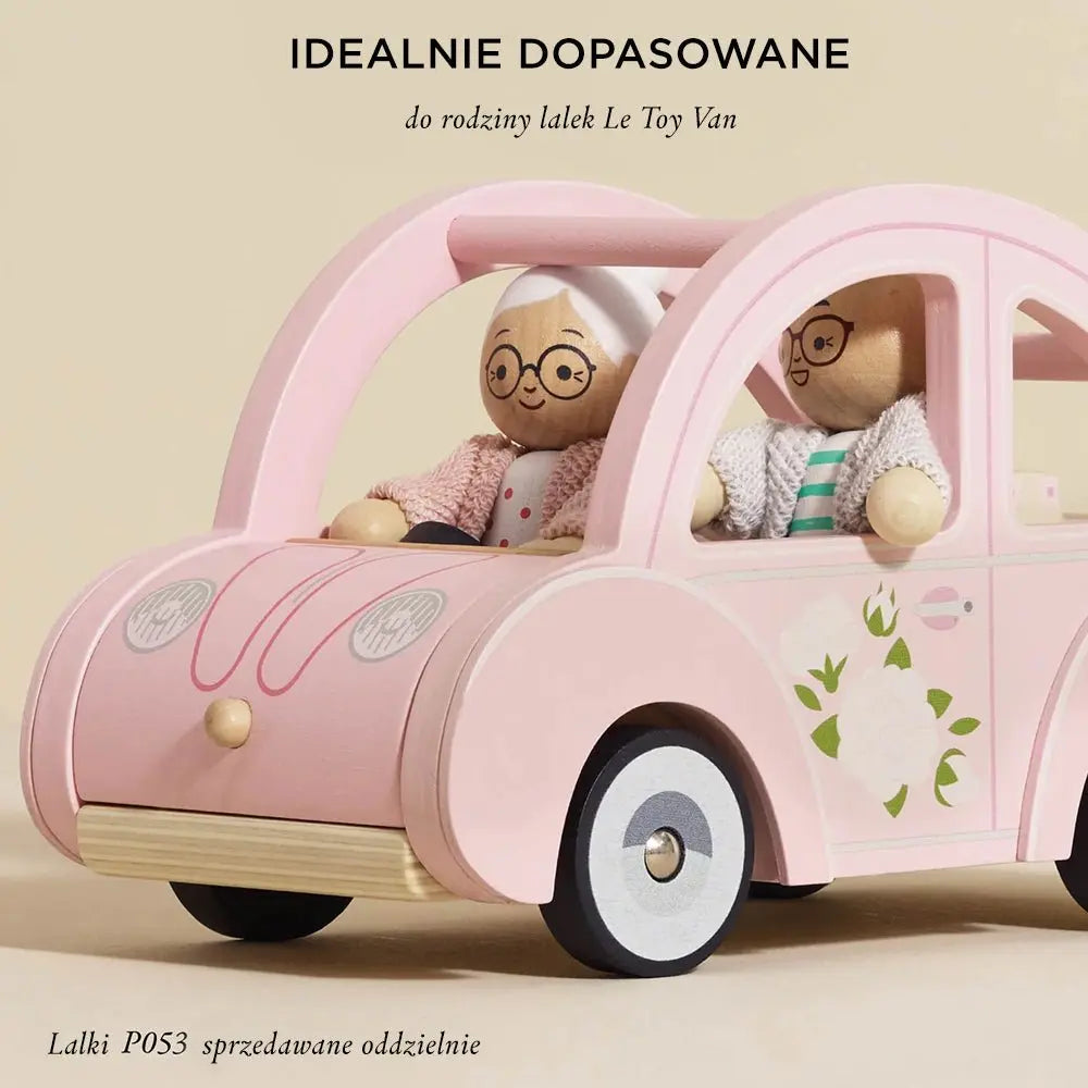 Drewniany różowy samochód retro Sophie, zabawka dla dzieci, auto Le Toy Van - Zabawki z Lasu 