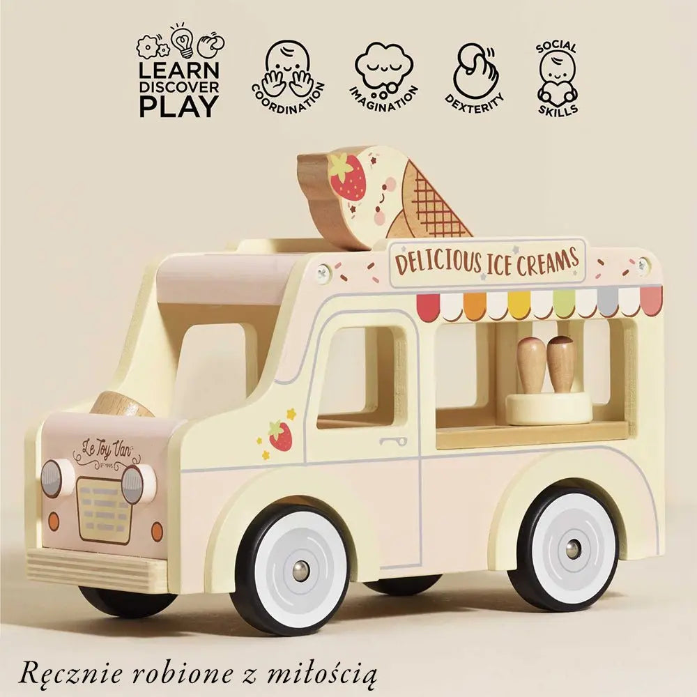 Drewniany samochód retro lodziarnia Dolly, zabawka dla dzieci, Le Toy Van - Zabawki z Lasu 