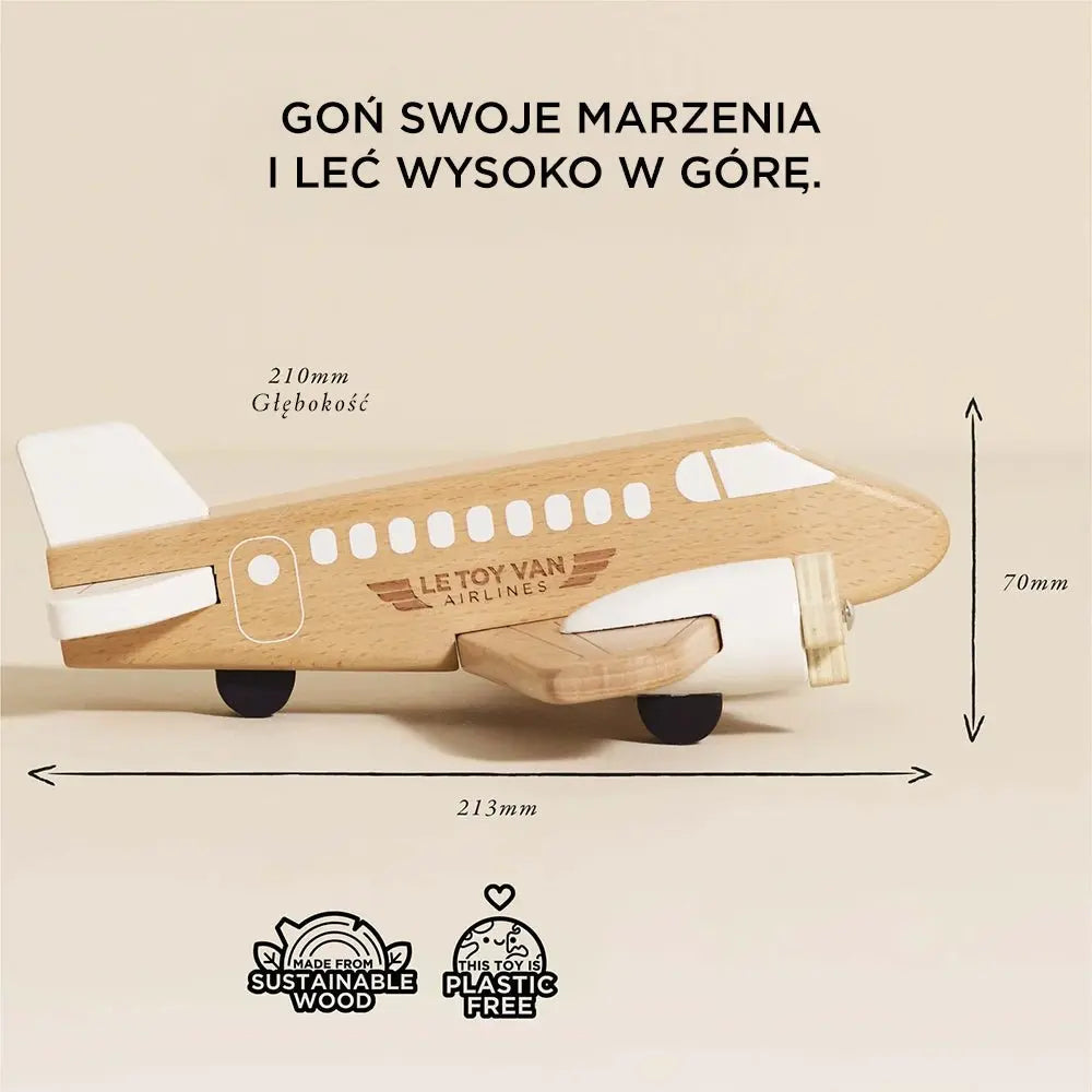 Drewniany samolot z ruchomymi śmigłami, zabawka dla dzieci model Le Toy Van - Zabawki z Lasu 