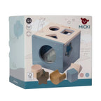 Drewniany sorter kształtów niebieski, zabawka edukacyjna dla dzieci, Micki - Zabawki z Lasu 