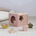 Drewniany sorter kształtów różowy, zabawka edukacyjna dla dzieci, Micki - Zabawki z Lasu 