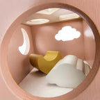 Drewniany sorter kształtów różowy, zabawka edukacyjna dla dzieci, Micki - Zabawki z Lasu 