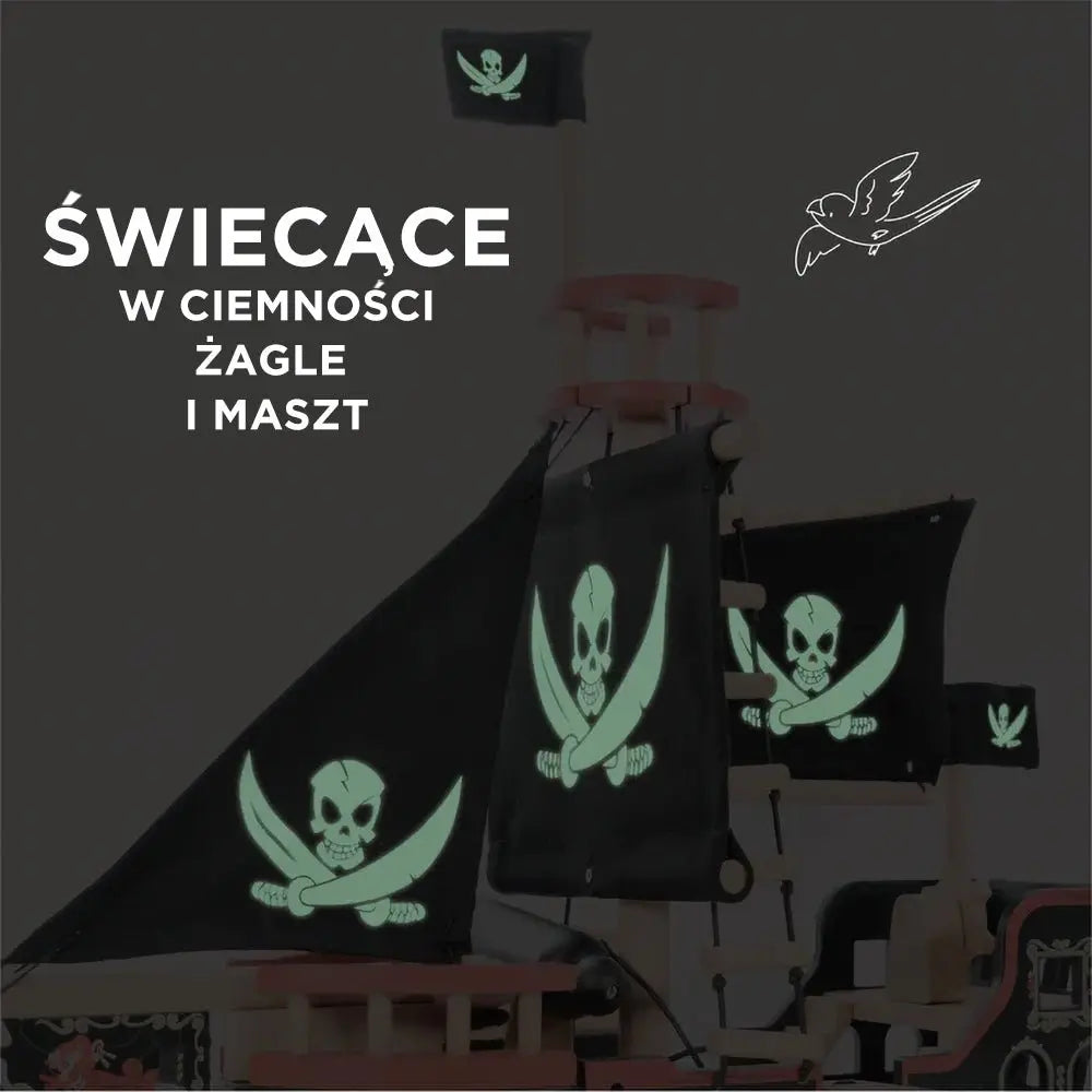 Drewniany statek piracki Barbarossa, zabawka dla dzieci, Le Toy Van - Zabawki z Lasu 