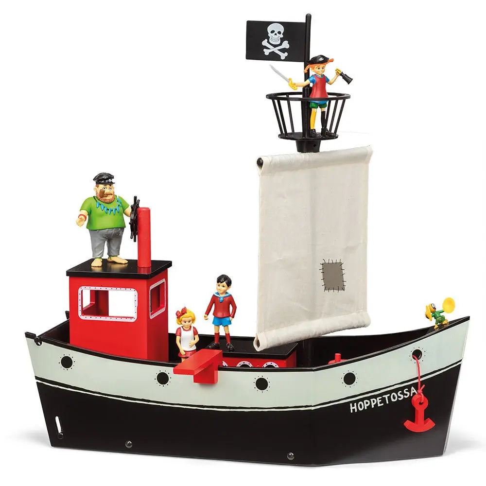 Drewniany statek piracki Podfruwajka Hoppetossa Pippi Langstrumpf, zabawka - Zabawki z Lasu 