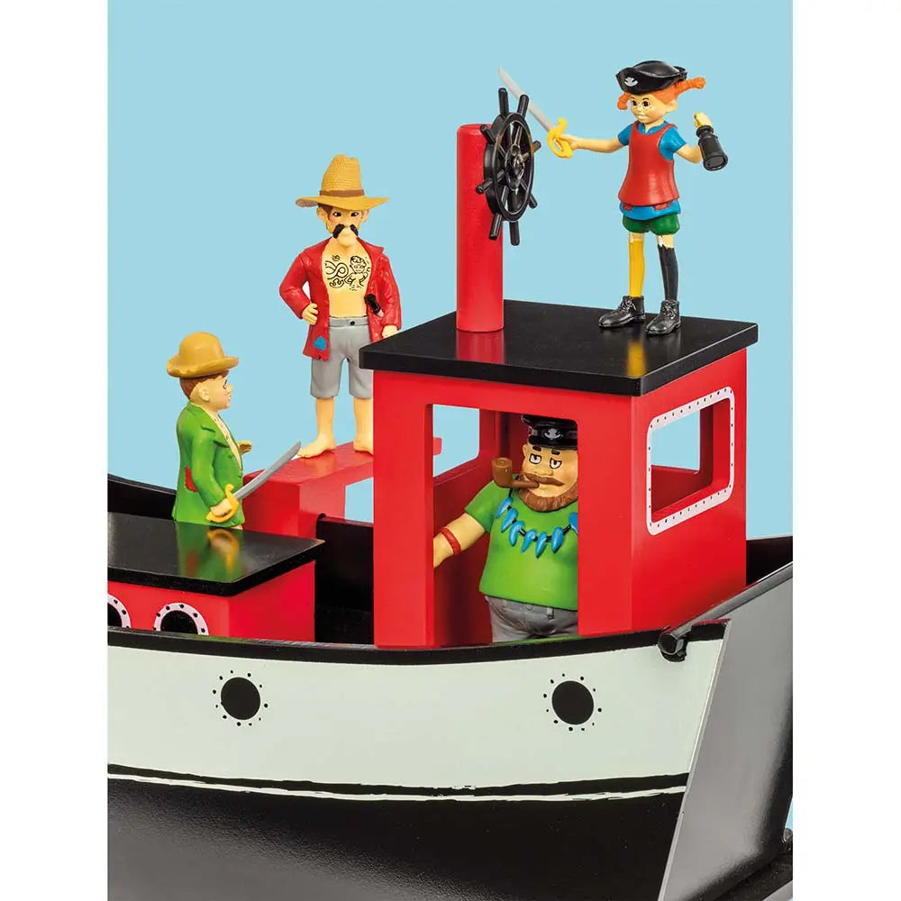 Drewniany statek piracki Podfruwajka Hoppetossa Pippi Langstrumpf, zabawka - Zabawki z Lasu 