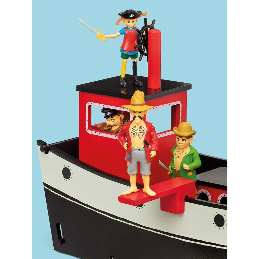 Drewniany statek piracki Podfruwajka Hoppetossa Pippi Langstrumpf, zabawka - Zabawki z Lasu 