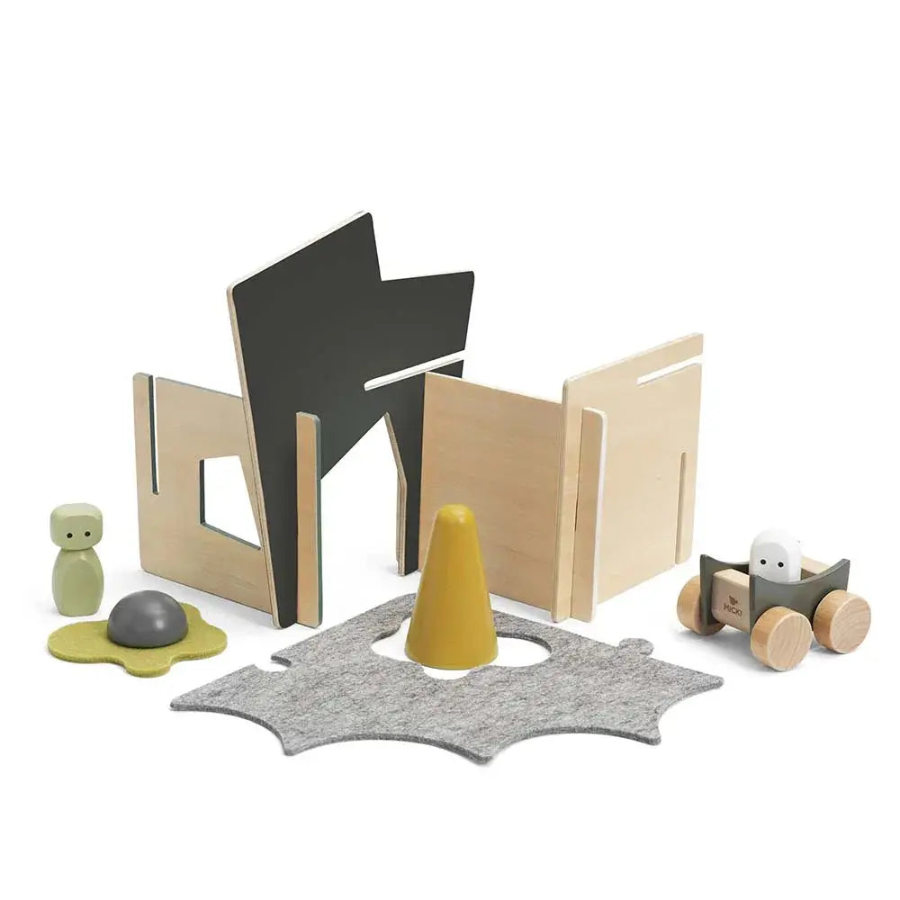 Drewniany Straszny Dwór z magnesami zestaw, zabawka domek dla dzieci, Micki - Zabawki z Lasu 