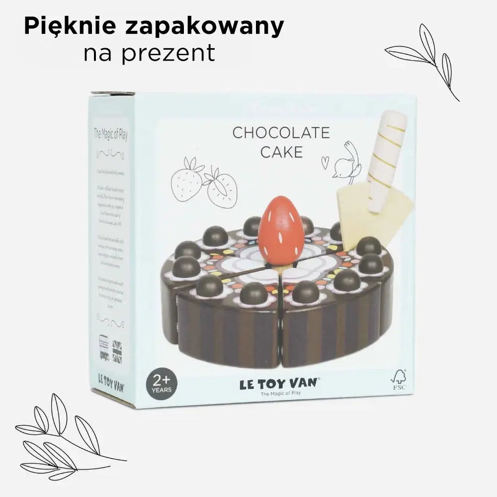 Drewniany tort czekoladowy, zabawka dla dzieci, odgrywanie ról, Le Toy Van - Zabawki z Lasu 