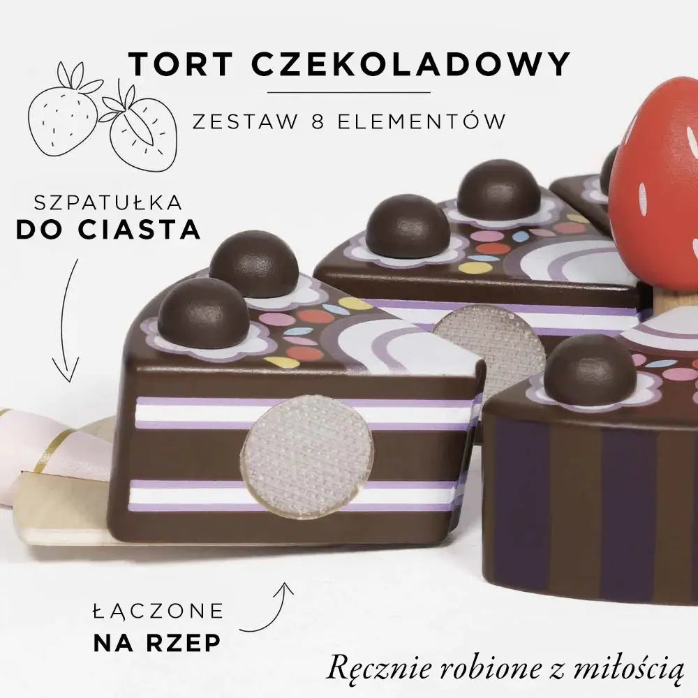 Drewniany tort czekoladowy, zabawka dla dzieci, odgrywanie ról, Le Toy Van - Zabawki z Lasu 