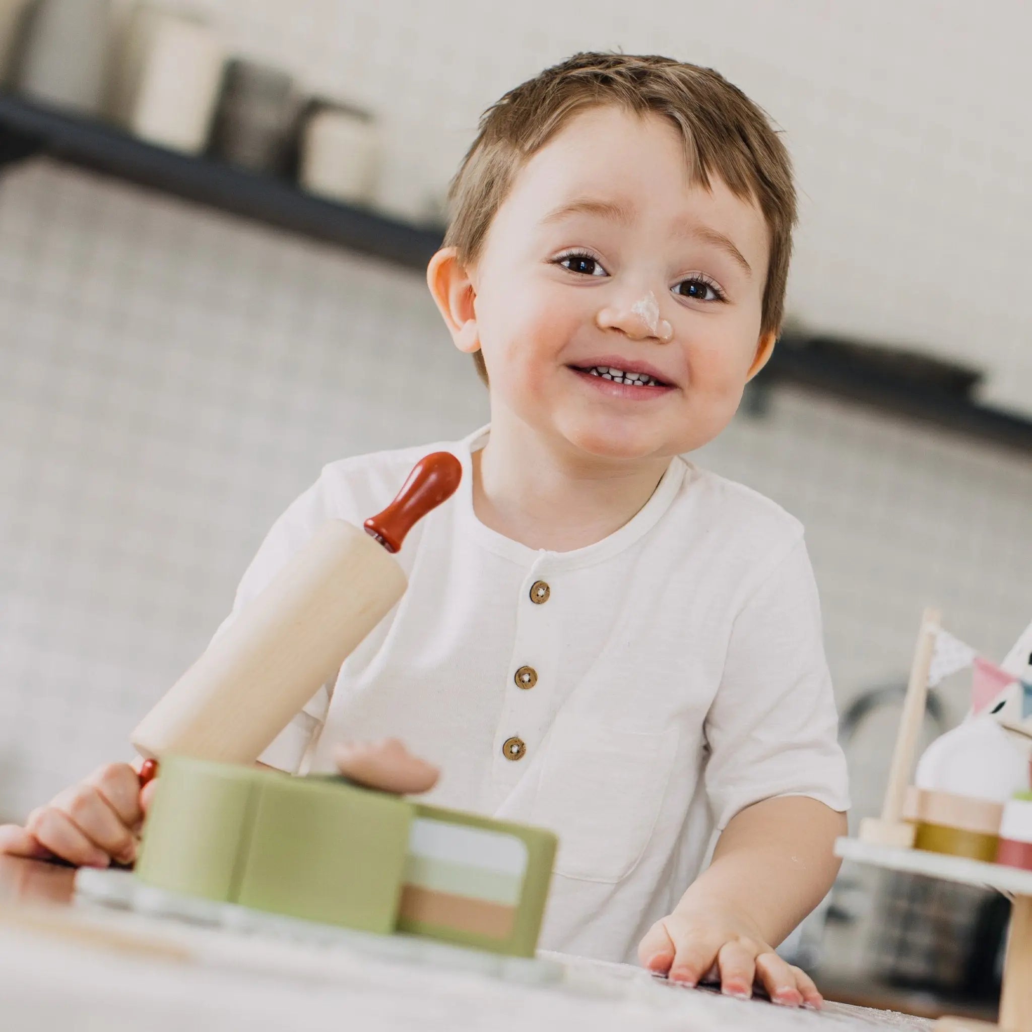 Drewniany tort, układanka, klocki dla dzieci, zabawka, gotowanie, Micki - Zabawki z Lasu 