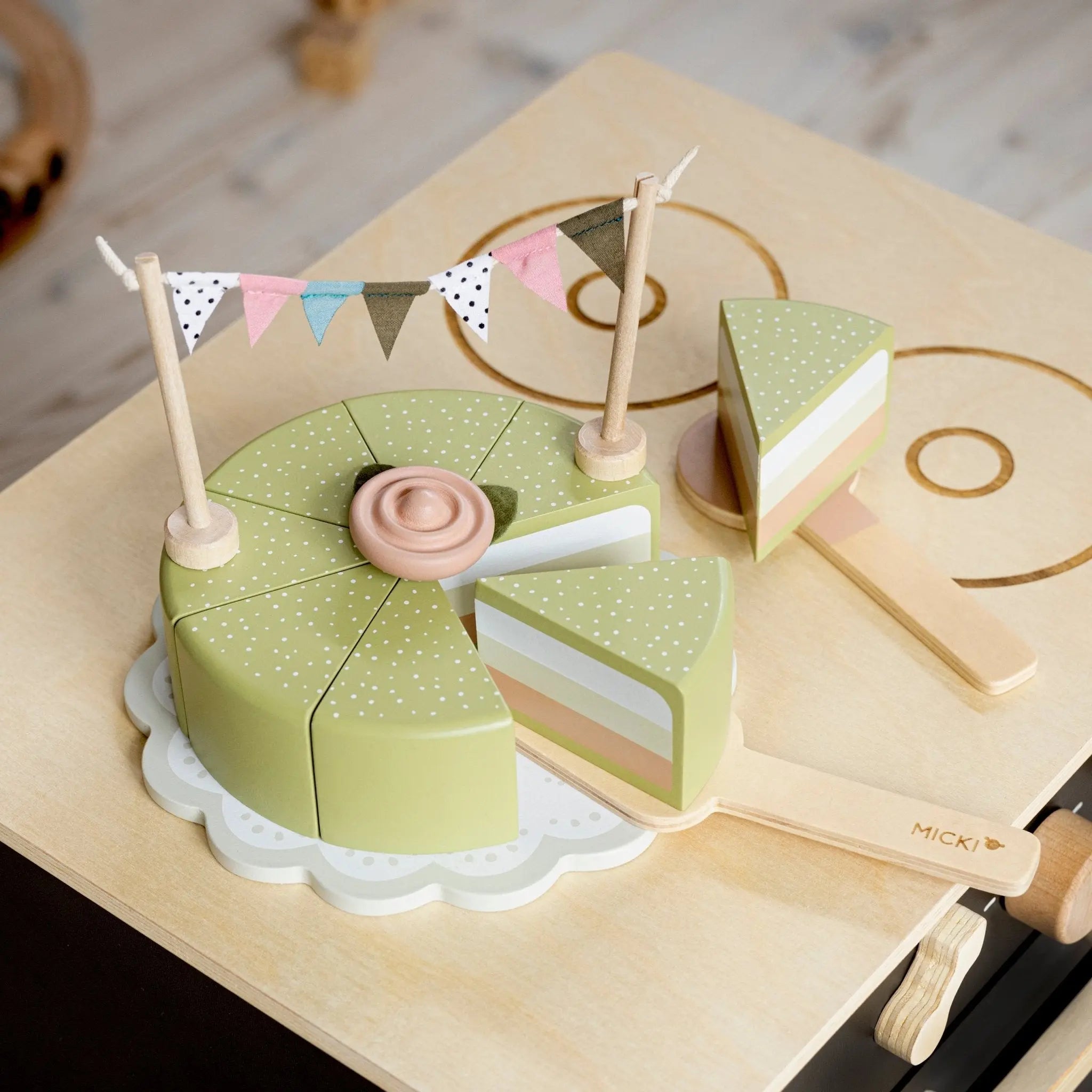 Drewniany tort, układanka, klocki dla dzieci, zabawka, gotowanie, Micki - Zabawki z Lasu 