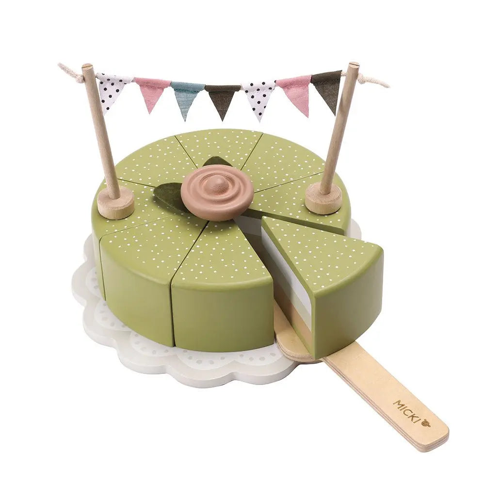 Drewniany tort, układanka, klocki dla dzieci, zabawka, gotowanie, Micki - Zabawki z Lasu 