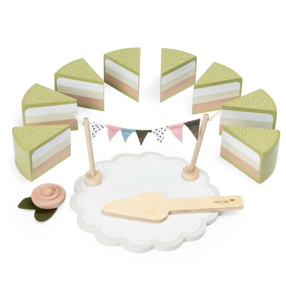 Drewniany tort, układanka, klocki dla dzieci, zabawka, gotowanie, Micki - Zabawki z Lasu 