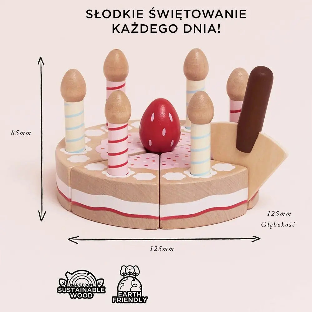 Drewniany tort urodzinowy ze świeczkami, zabawka dla dzieci, Le Toy Van - Zabawki z Lasu 