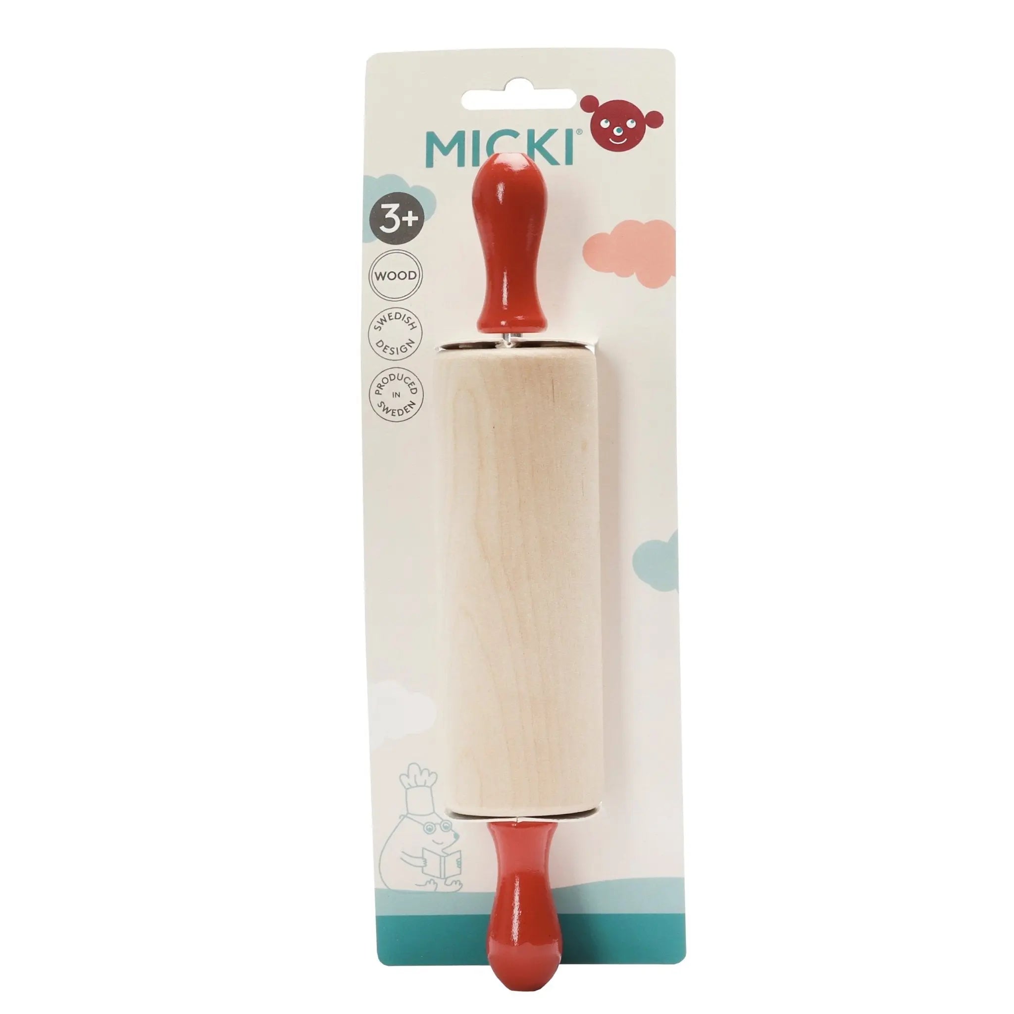 Drewniany wałek do ciasta, akcesoria kuchenne dla dzieci, zabawka, Micki - Zabawki z Lasu 