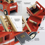 Drewniany wóz strażacki, straż pożarna, zabawka dla dzieci, auto Le Toy Van - Zabawki z Lasu 