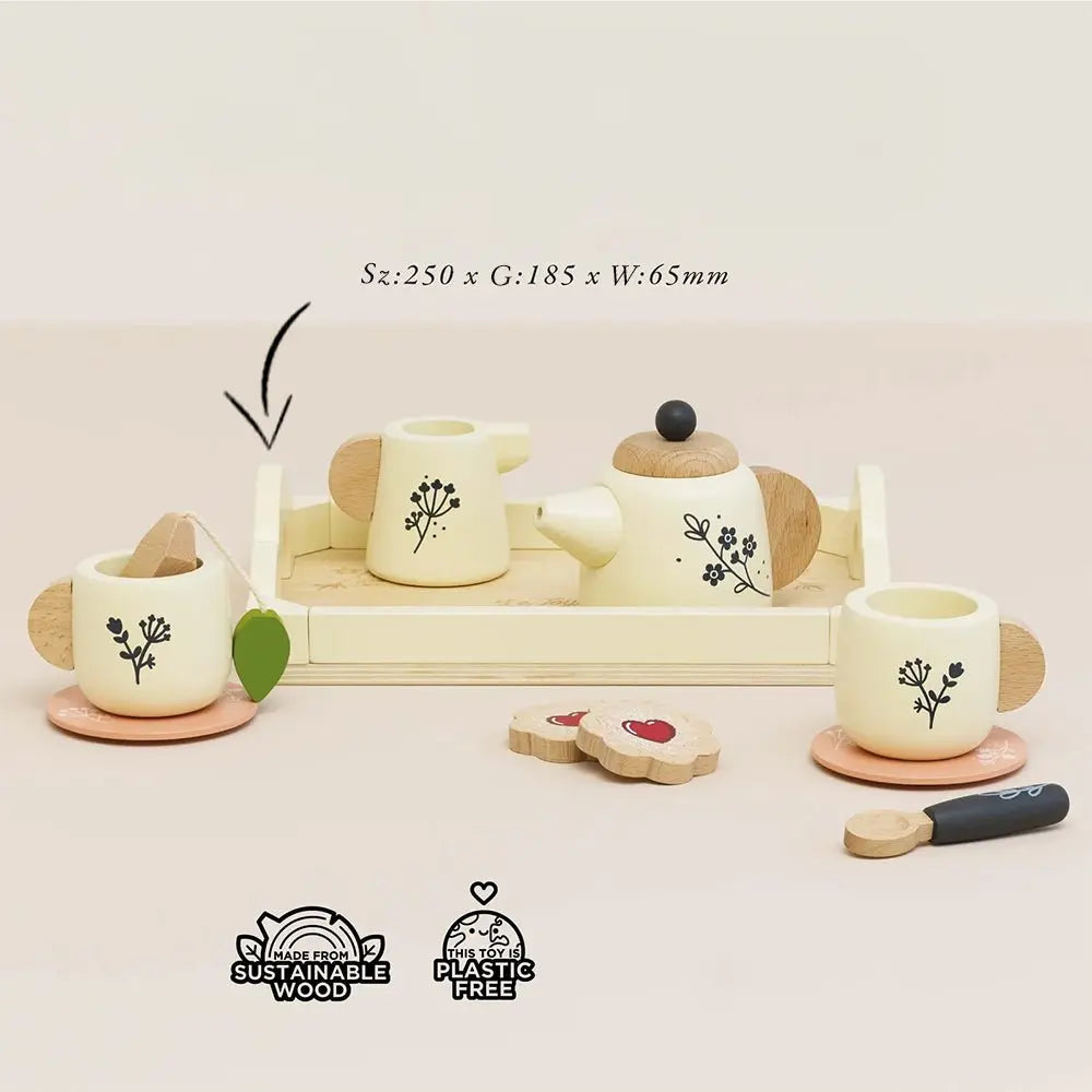 Drewniany zestaw do herbaty akcesoria kuchenne zabawka gotowanie Le Toy Van - Zabawki z Lasu 