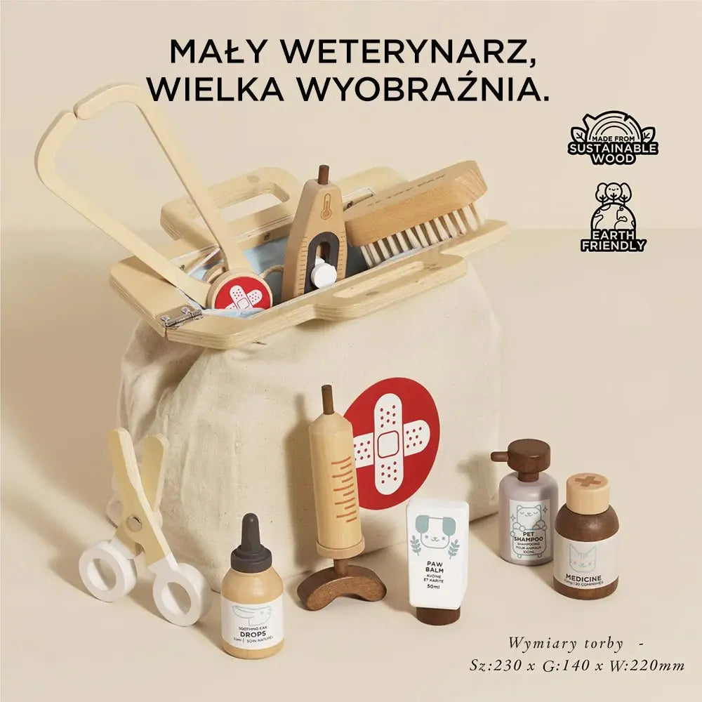 Drewniany zestaw lekarza weterynarza, zabawka dla dzieci, Le Toy Van - Zabawki z Lasu 