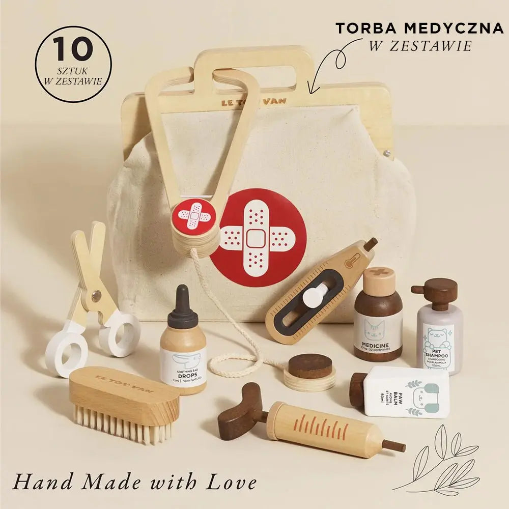 Drewniany zestaw lekarza weterynarza, zabawka dla dzieci, Le Toy Van - Zabawki z Lasu 