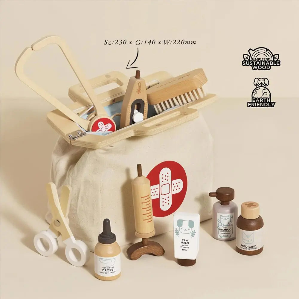 Drewniany zestaw lekarza weterynarza, zabawka dla dzieci, Le Toy Van - Zabawki z Lasu 