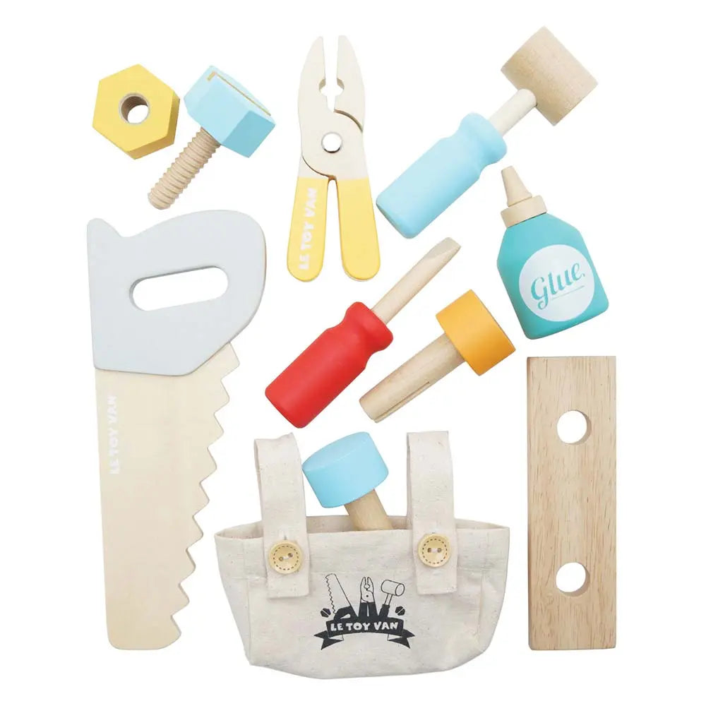 Drewniany zestaw narzędzi, skrzynka z narzędziami, majsterkowicz Le Toy Van - Zabawki z Lasu 