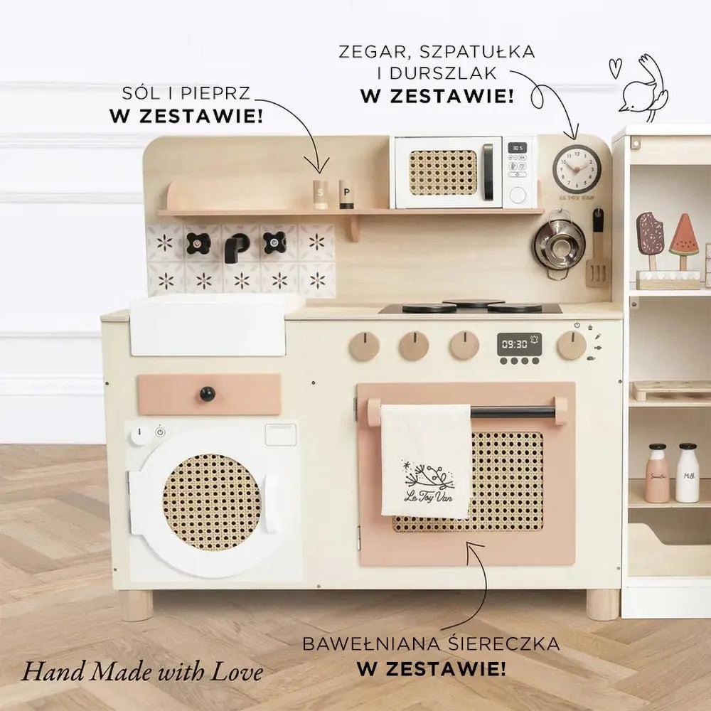 Duża drewniana kuchnia dla dzieci, zabawkowa kuchenka, gotowanie Le Toy Van - Zabawki z Lasu 