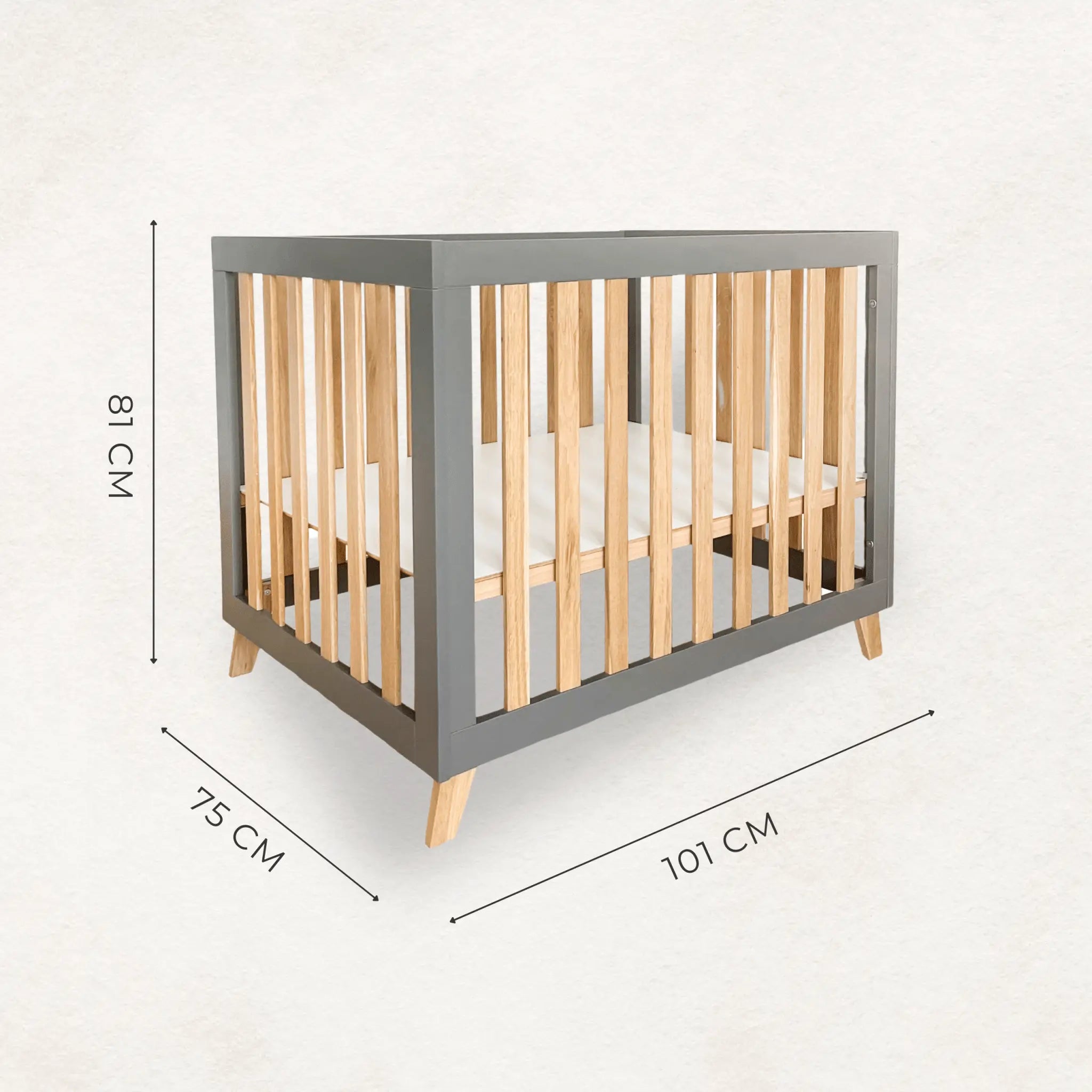 Dziecięcy kojec w kolorze szarego dębu - Zabawki z Lasu 
