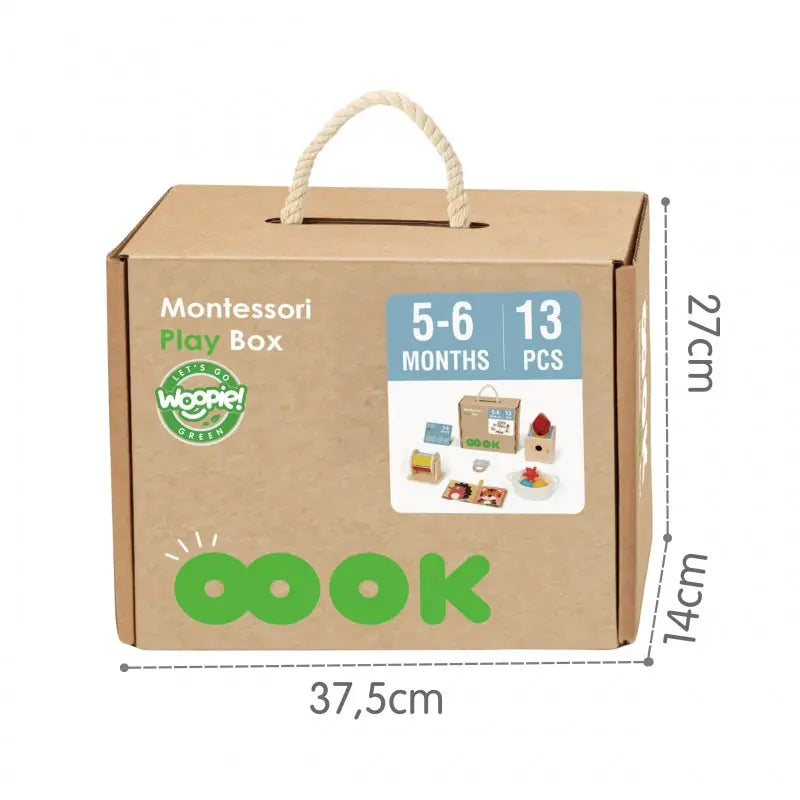WOOPIE GREEN Box Pudełko XXL Montessori Edukacyjne 6w1 Sensoryczne 5-6 Miesięcy 13el. FSC
