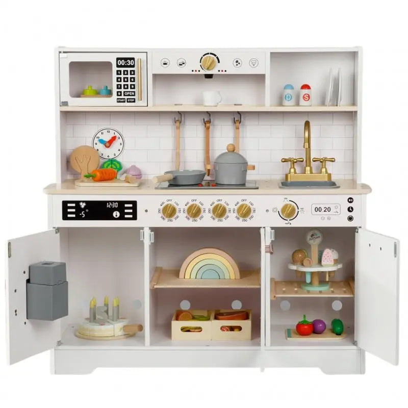 TOOKY TOY Duża Drewniana Multifunkcyjna Kuchnia Nowoczesna Akcesoria