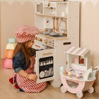 TOOKY TOY Duża Drewniana Multifunkcyjna Kuchnia Nowoczesna Akcesoria