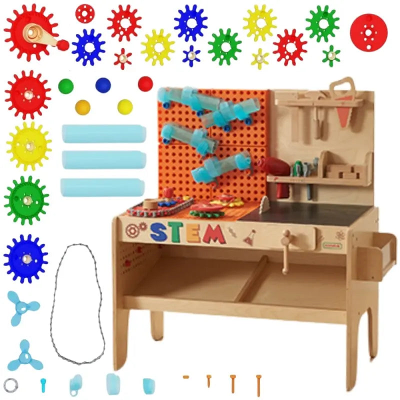 MASTERKIDZ Drewniany Warsztat XXL Montessori STEM z Narzędziami + Akcesoria