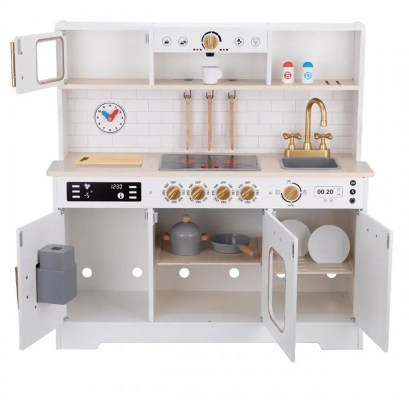 TOOKY TOY Duża Drewniana Multifunkcyjna Kuchnia Nowoczesna Akcesoria