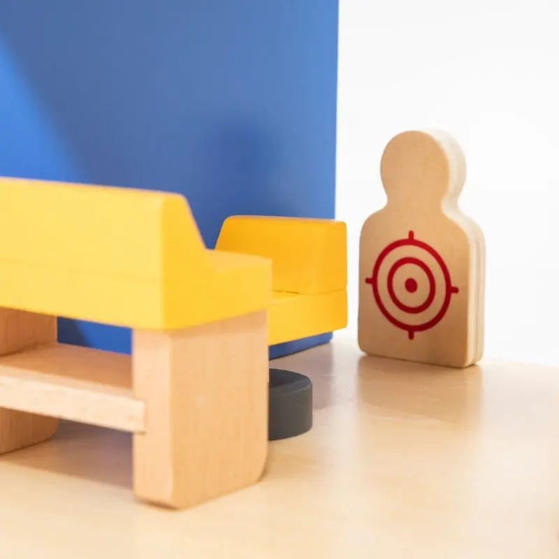 VIGA Drewniany Komisariat Policji Radiowóz 3 poziomy 14 el