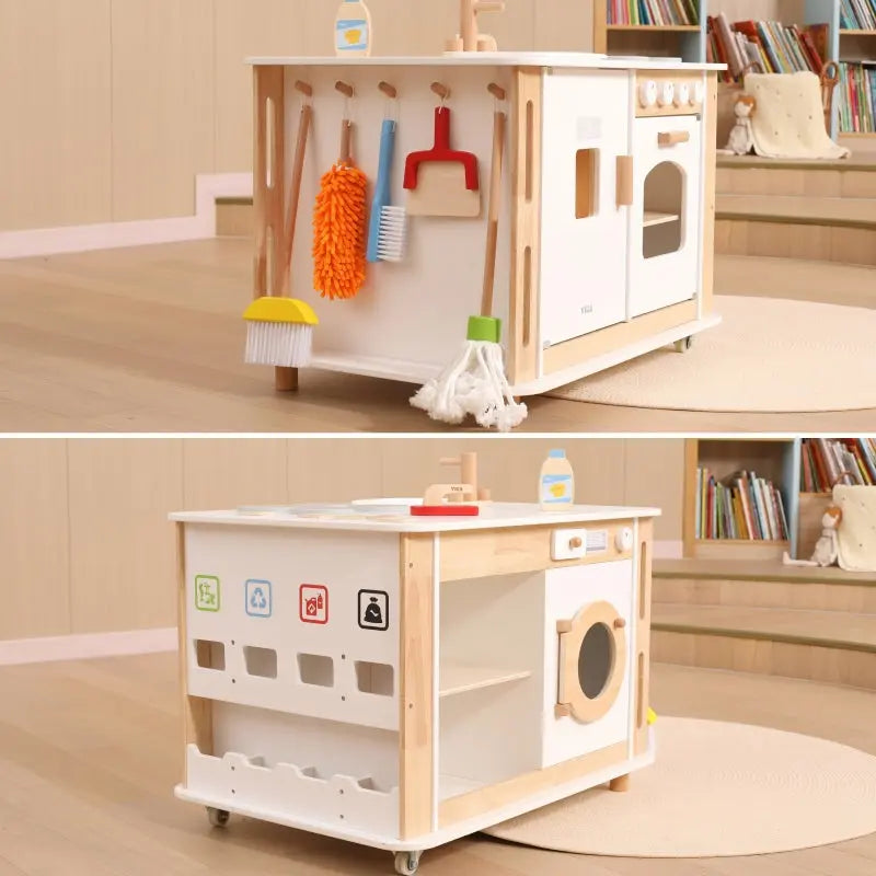 VIGA Centrum Domowe 3w1 z Akcesoriami – Nauka i Zabawa dla Dzieci