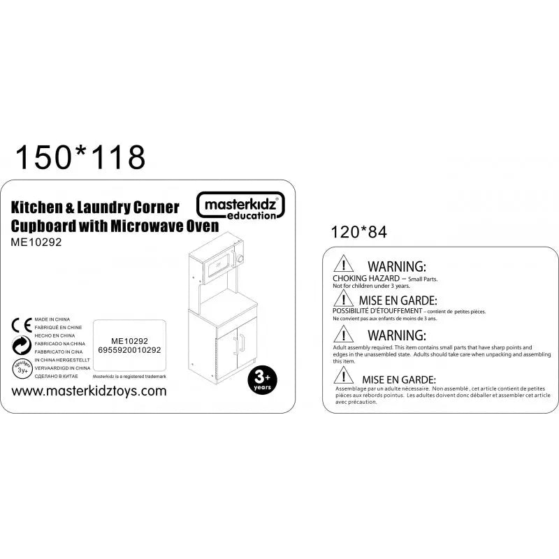 MASTERKIDZ Drewniany Regał Kuchenny Szafka do kuchni + mikrofalówka