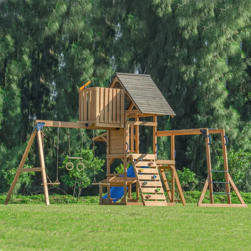 AXI Mitch play tower - Duży Plac Zabaw Drewniany Zjeżdżalnia Hustawki Ścianka Wspinaczkowa + Wieża