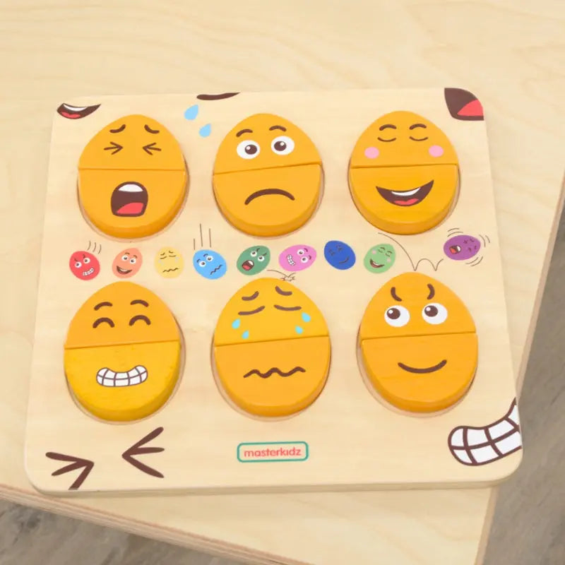 MASTERKIDZ Tablica do Nauki Emocji Drewniane Jajka jaki Humor? Montessori
