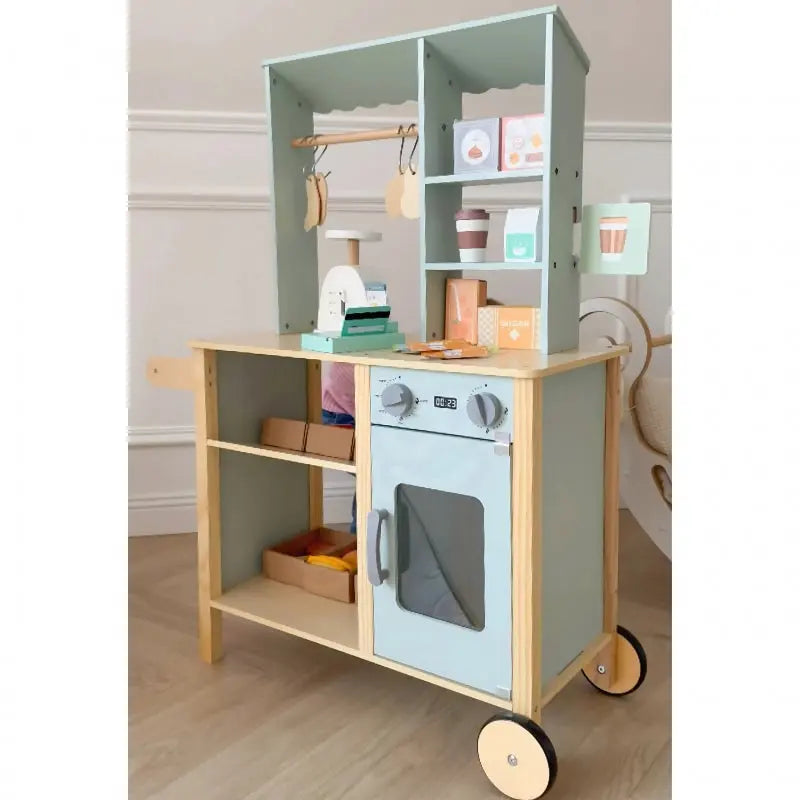 WOOPIE GREEN Duży Wielofunkcyjny Sklepik 5w1 Stragan Supermarket Restauracja Kawiarnia Kuchnia 73 el