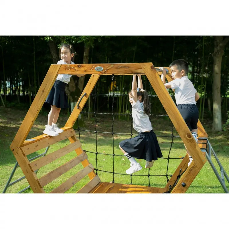 CLASSIC WORLD EDU Drewniany Plac Zabaw XXL Zestaw do Wspinaczki Heksagonalny