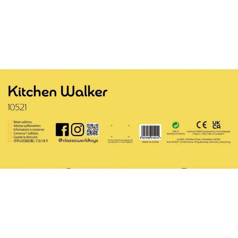 CLASSIC WORLD Drewniana Kuchnia 2w1 Pchacz Odkręcane Koła