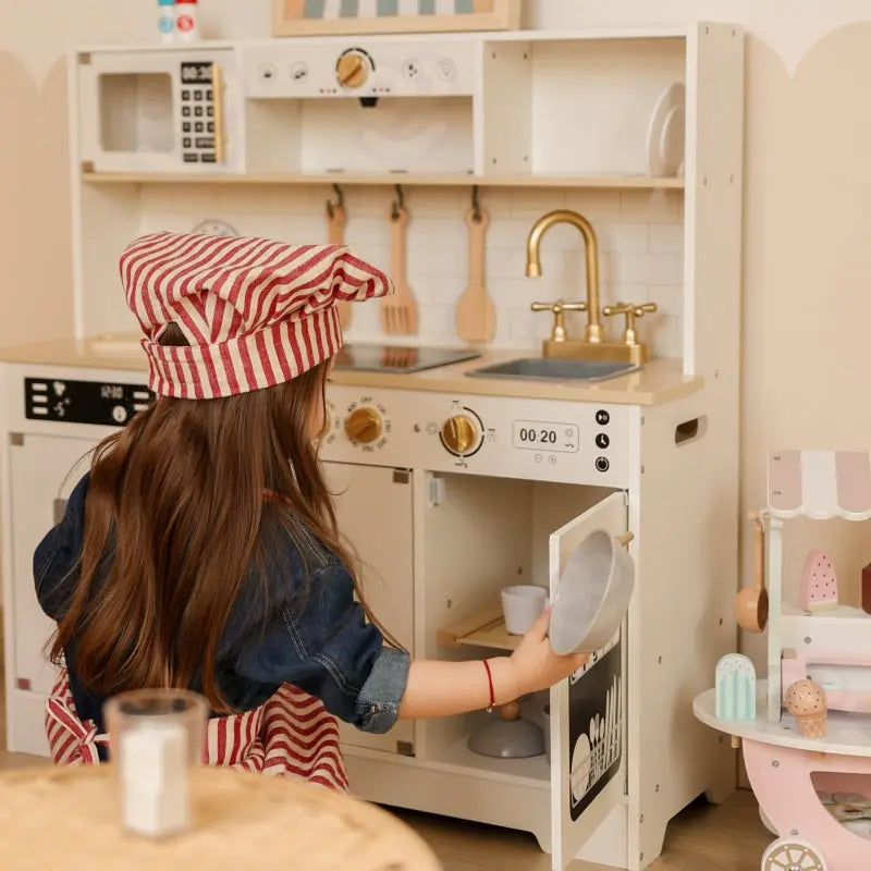 TOOKY TOY Duża Drewniana Multifunkcyjna Kuchnia Nowoczesna Akcesoria