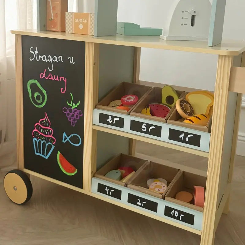 WOOPIE GREEN Duży Wielofunkcyjny Sklepik 5w1 Stragan Supermarket Restauracja Kawiarnia Kuchnia 73 el